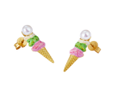 Ice Cream Pearl Enamel Stud Earrings
